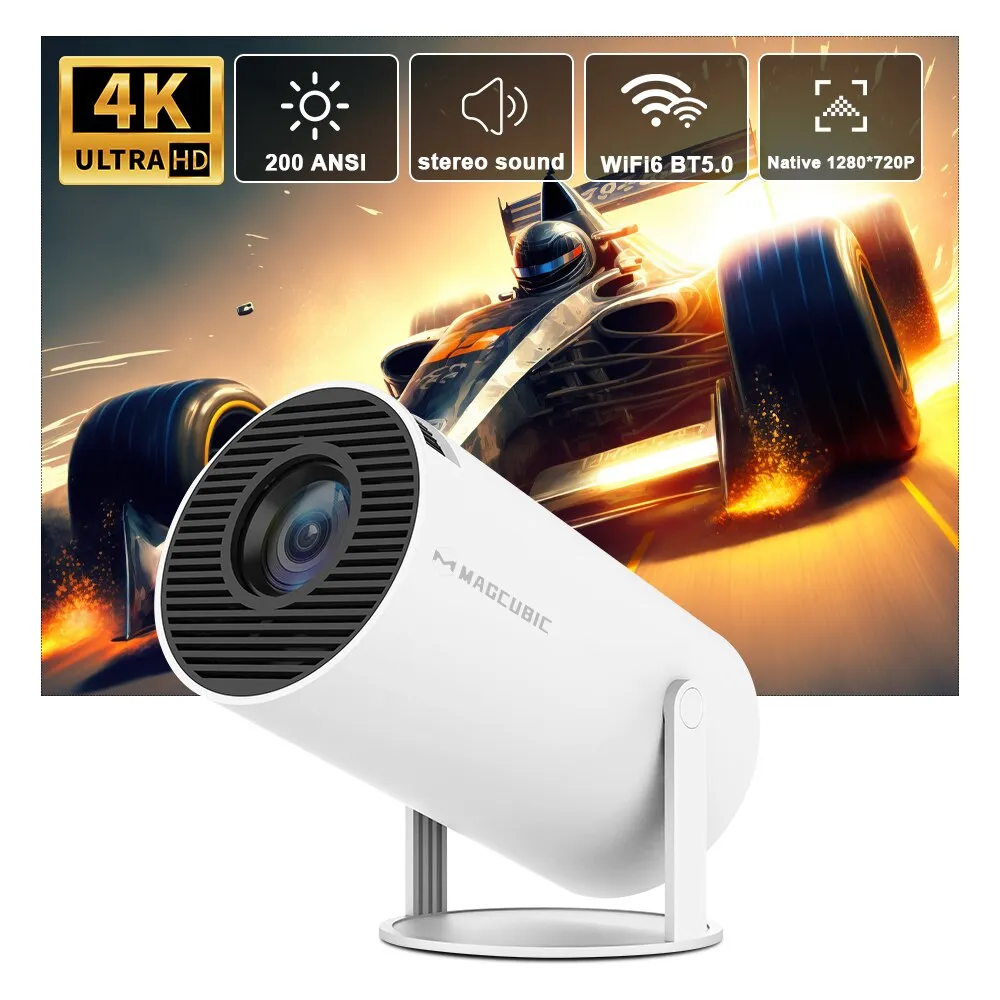 Immerse Yourself in Brilliance: Magcubic HY300 Auto Keystone Correction Mini  Projector – 4K/200 ANSI Lumens, Smart Connectivity